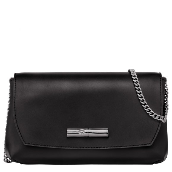 Longchamp |Le Roseau Clutch Schwarz – Leder |Schwarz