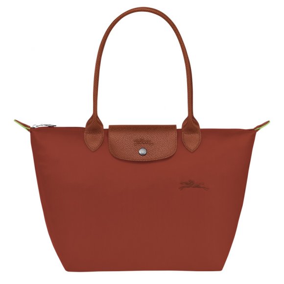 Longchamp |Le Pliage Grüne M Tragetasche Kastanienbraun – Recyceltes Canvas |Kastanienbraun
