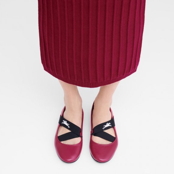 Longchamp |Energy Ballerinas Beetroot – Leder |Rote Bete
