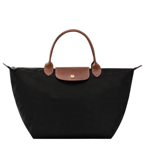 Longchamp |Le Pliage Original M Handtasche Schwarz – Recyceltes Canvas |Schwarz