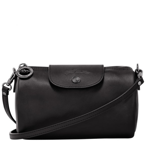 Longchamp |Le Pliage Xtra XS Umhängetasche, Schwarz – Leder |Schwarz