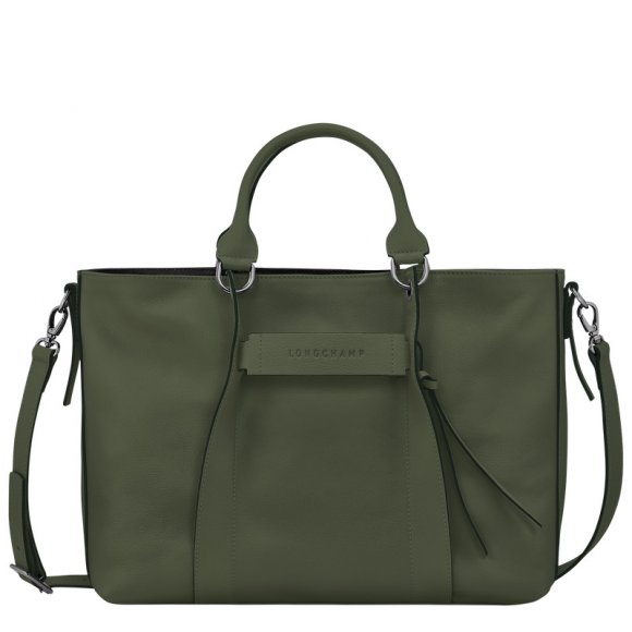 Longchamp |3D L Handtasche Khaki – Leder |Khaki