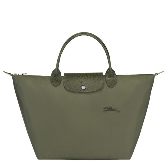 Longchamp |Le Pliage Grüne Handtasche M Forest – Recyceltes Canvas |Forest
