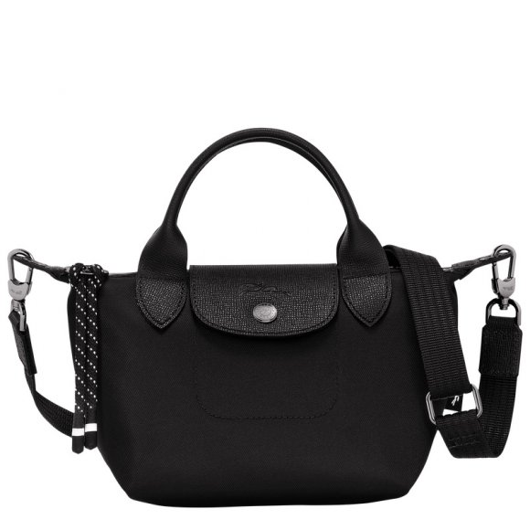 Longchamp |Le Pliage Energy XS Handtasche, Schwarz – Recyceltes Canvas |Schwarz