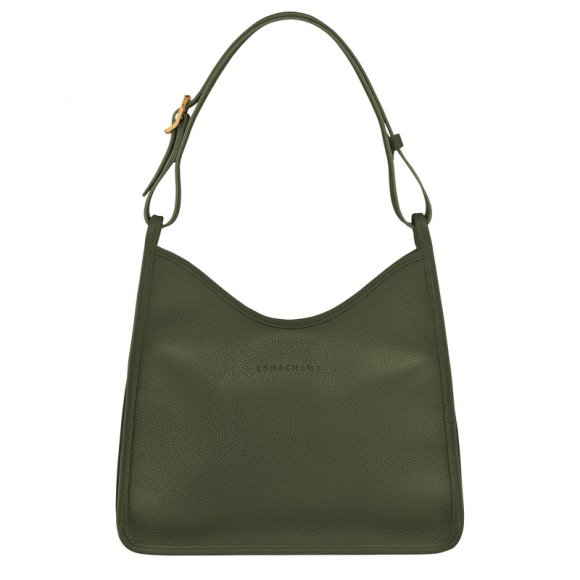 Longchamp |Le Foulonn M Hobo-Tasche Khaki – Leder |Khaki