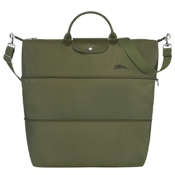 Longchamp |Le Pliage Grüne Reisetasche, erweiterbar Forest – Recyceltes Canvas |Forest