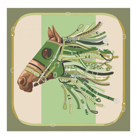 Longchamp |Tte de Cheval Seidenschal 90 Artischocke – SONSTIGES |Artischocke