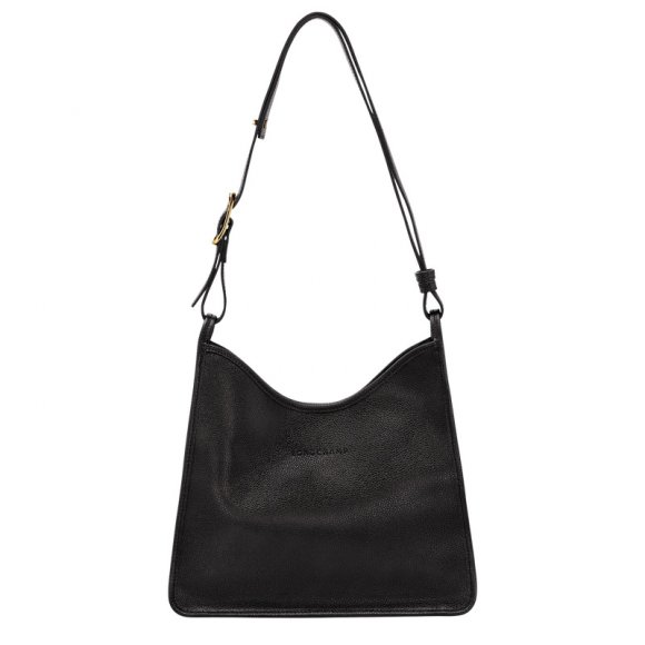 Longchamp |Le Foulonn M Hobo-Tasche Schwarz – Leder |Schwarz