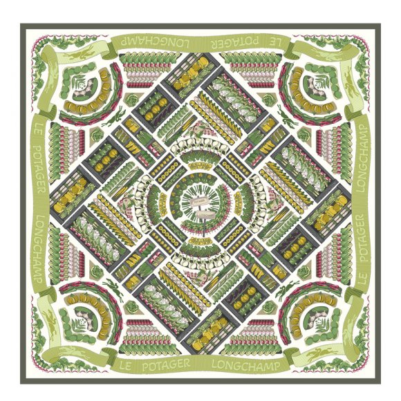 Longchamp |Vegetable Garden Seidenschal 90 Khaki – SONSTIGES |Khaki