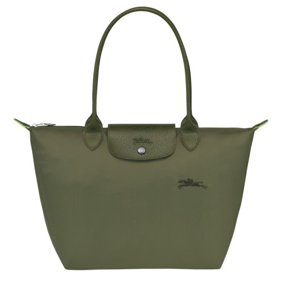 Longchamp |Le Pliage Grüne M Tragetasche Forest – Recyceltes Canvas |Waldgrün