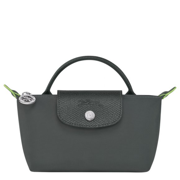 Longchamp |Le Pliage Grüne Tasche mit Tragegriff, Graphit – Recyceltes Canvas |Graphit