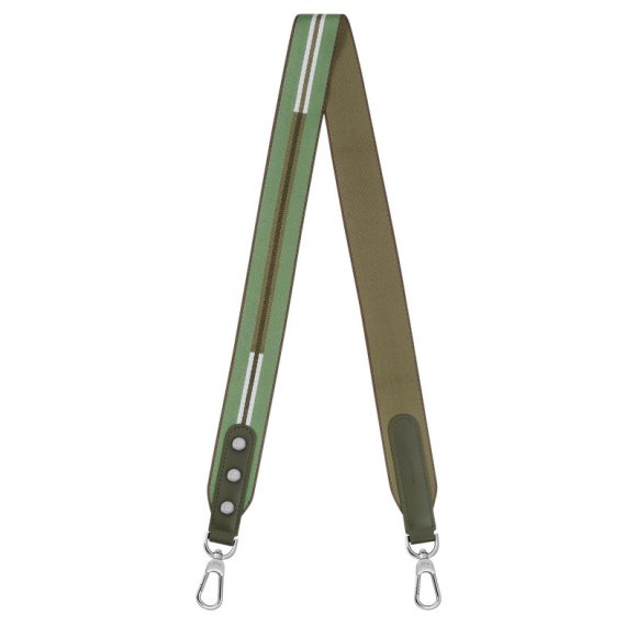 Longchamp |Rayures Schultergurt Artischocke – Canvas |Artischocke