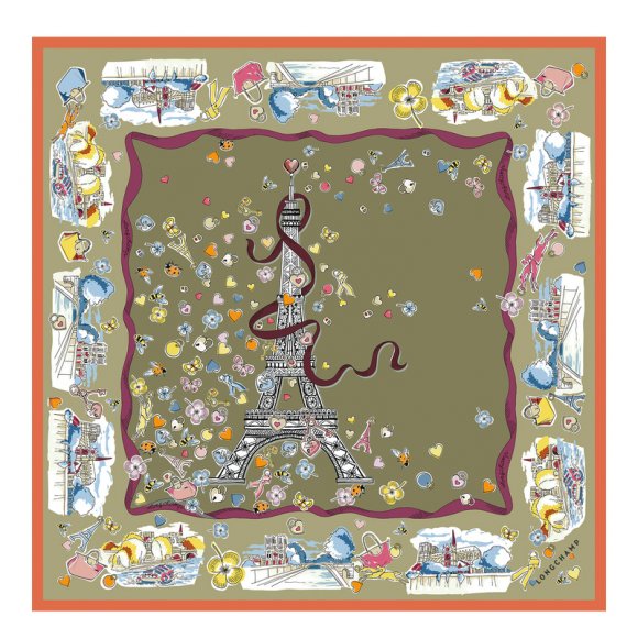 Longchamp |Equestrian Tower Seidenschal 50 Artischocke – SONSTIGES |Artischocke