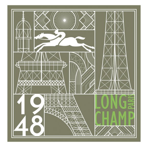 Longchamp |Eiffelturm 1948 Seidenschal 50 Artischocke – SONSTIGES |Artischocke