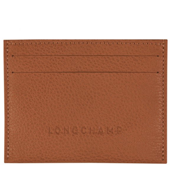Longchamp |Le Foulonn Kartenetui Karamell – Leder |Karamell