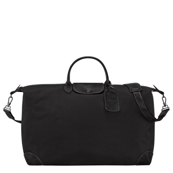 Longchamp |Boxford XL Reisetasche Schwarz – Recyceltes Canvas |Schwarz