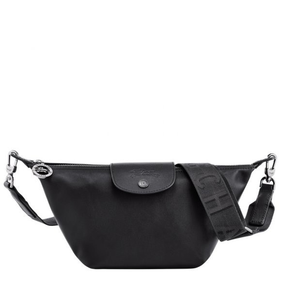 Longchamp |Le Pliage Xtra XS Umhängetasche, Schwarz – Leder |Schwarz