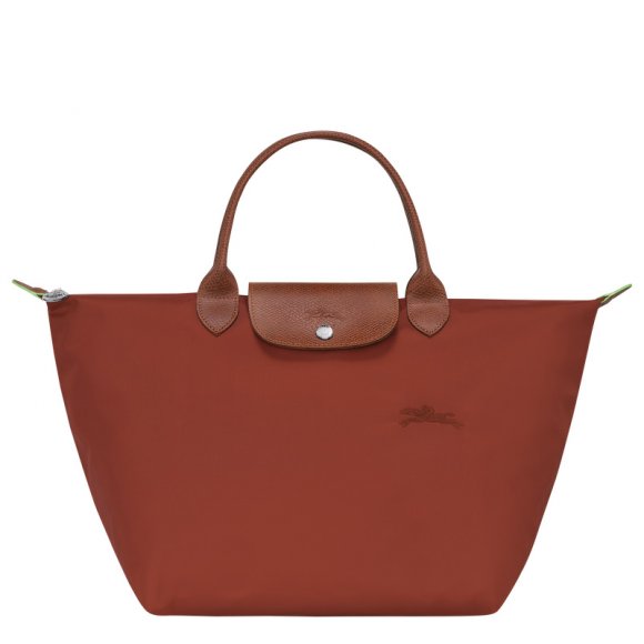 Longchamp |Le Pliage Grüne M Handtasche Kastanienbraun – Recyceltes Canvas |Kastanienbraun