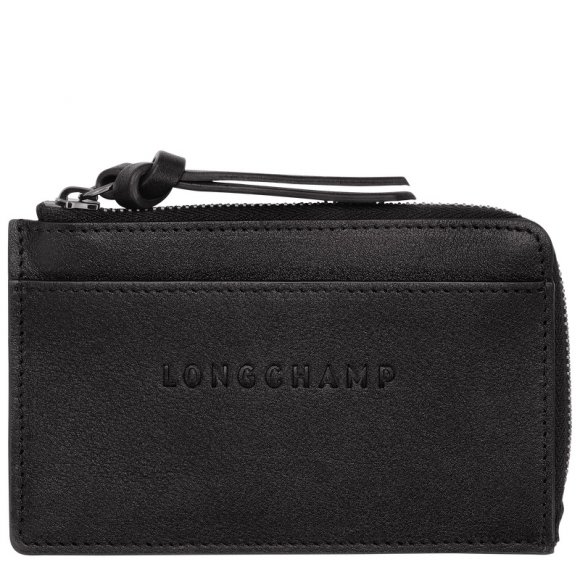 Longchamp |3D-Kartenetui Schwarz – Leder |Schwarz