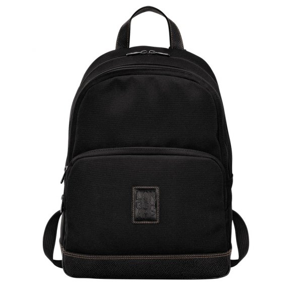 Longchamp |Boxford Rucksack, Schwarz – Recyceltes Canvas |Schwarz