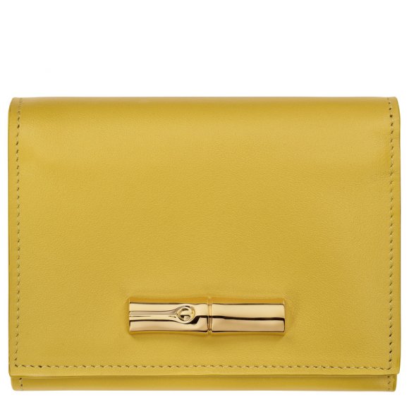 Longchamp |Le Roseau Kompaktes Portemonnaie, Ingwer – Leder |Ingwer