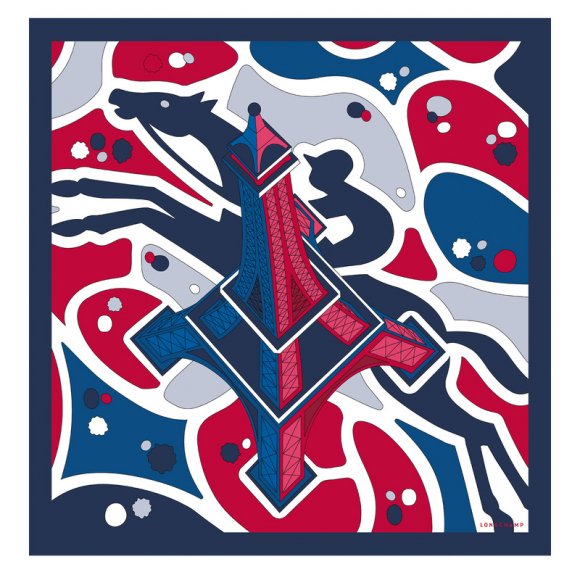 Longchamp |Equestrian Tower Seidenschal 70 Rot – SONSTIGES |Rot/Marineblau