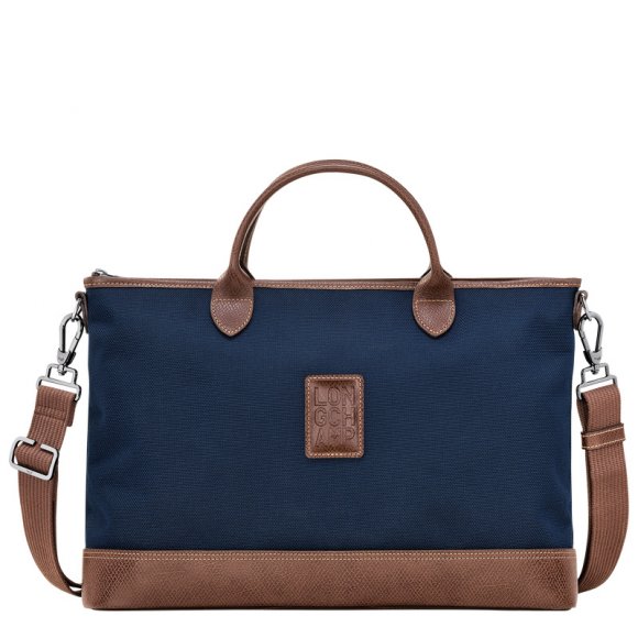 Longchamp |Boxford S Aktentasche, Blau – Recyceltes Canvas |Blau