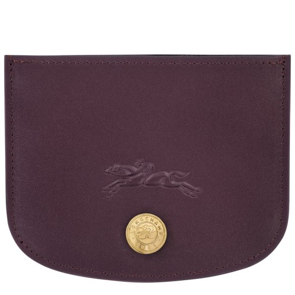 Longchamp |Pure Kartenetui Aubergine – Leder |Aubergine