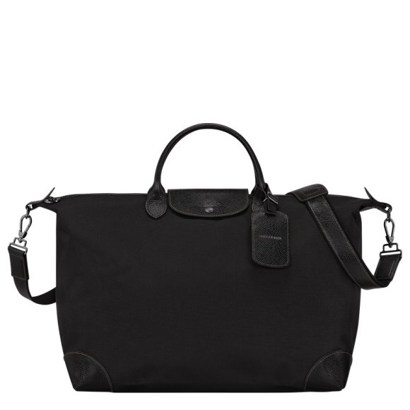 Longchamp |Boxford L Reisetasche, Schwarz – Recyceltes Canvas |Schwarz
