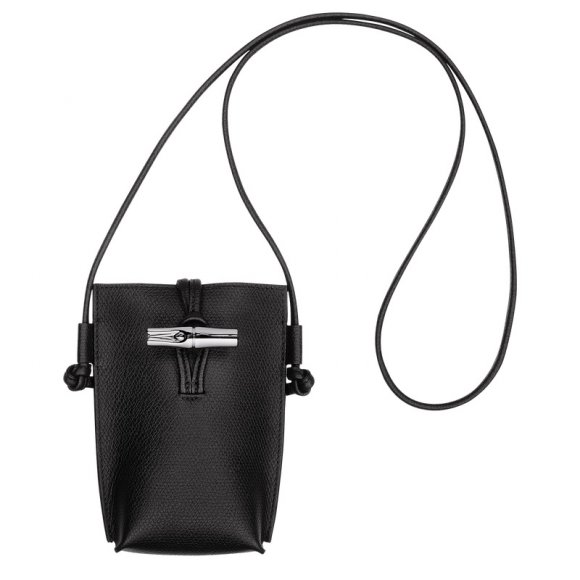 Longchamp |Le Roseau Handyhülle Schwarz – Leder |Schwarz