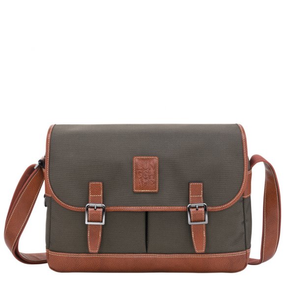 Longchamp |Boxford L Umhängetasche, Braun – Recyceltes Canvas |Braun