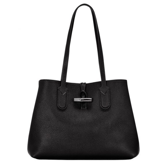 Longchamp |Le Roseau Essential M Tote Bag Schwarz – Leder |Schwarz