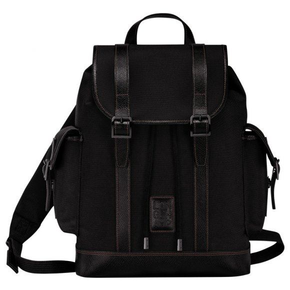 Longchamp |Boxford Rucksack, Schwarz – Recyceltes Canvas |Schwarz