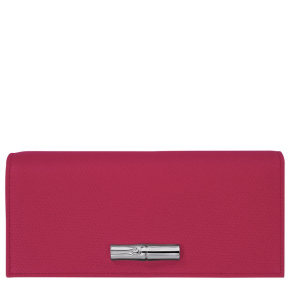 Longchamp |Le Roseau Klappgeldbörse Rote Bete – Leder |Beetroot