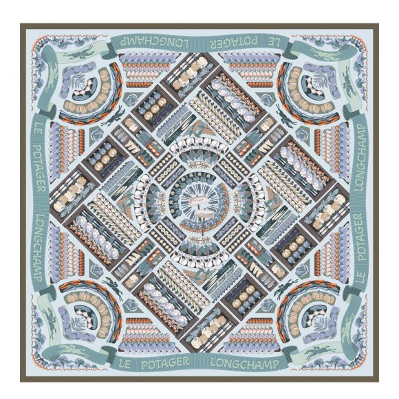 Longchamp |Vegetable Garden Seidenschal 90 Marineblau – SONSTIGES |Marineblau