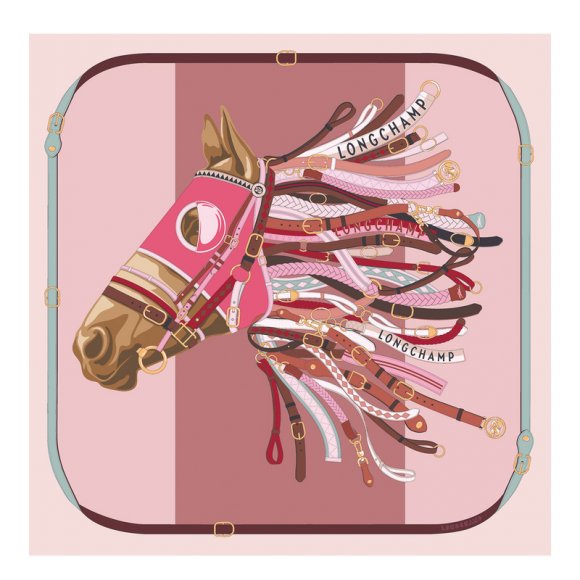 Longchamp |Tte de Cheval Seidenschal 90 Pink – Seide |Rosa