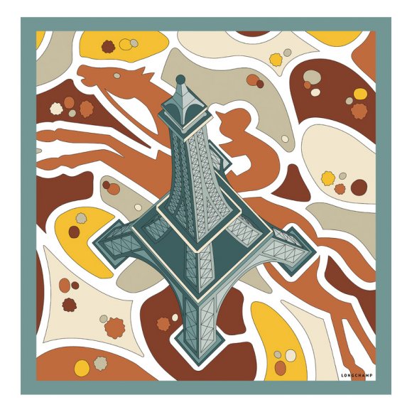 Longchamp |Equestrian Tower Seidenschal, 70 cm, Eisenkraut – SONSTIGES |Eisenkraut