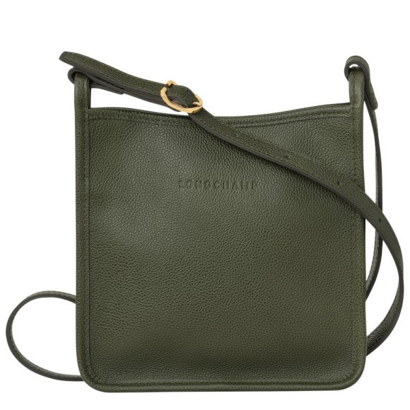 Longchamp |Le Foulonn S Umhängetasche, Khaki – Leder |Khaki