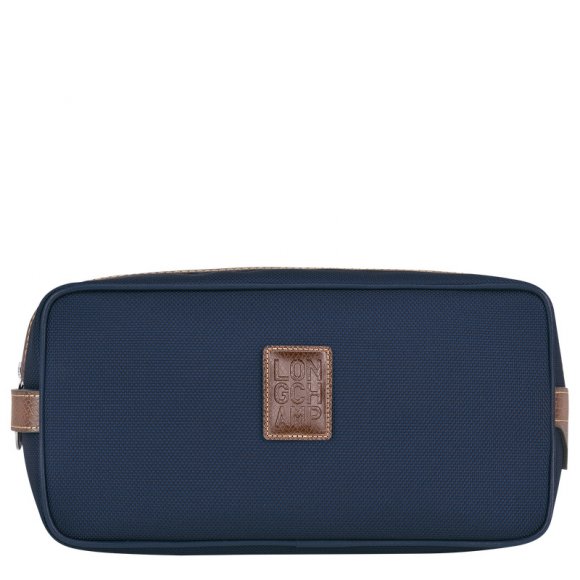 Longchamp |Boxford Kulturbeutel, Blau – Recyceltes Canvas |Blau