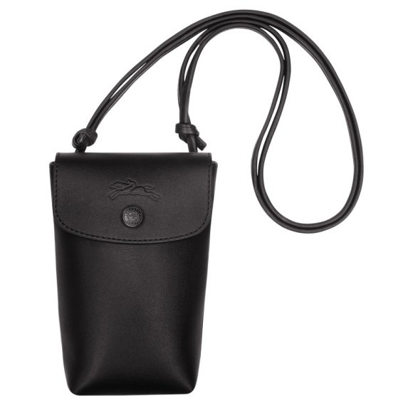 Longchamp |Le Pliage Xtra Handyhülle mit Lederband Schwarz – Leder |Schwarz