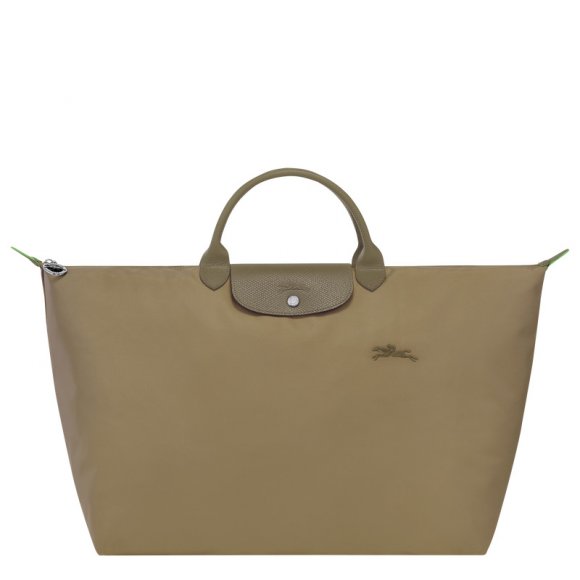 Longchamp |Le Pliage Grüne Reisetasche, Artischocke – Recyceltes Canvas |Artischocke
