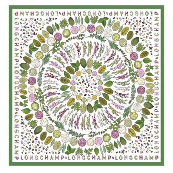 Longchamp |Herbarium Seidenschal, 90, Grün – SONSTIGES |Grün