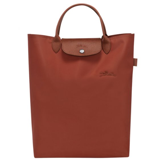 Longchamp |Le Pliage Grün M Tragetasche Kastanienbraun – Canvas |Kastanienbraun
