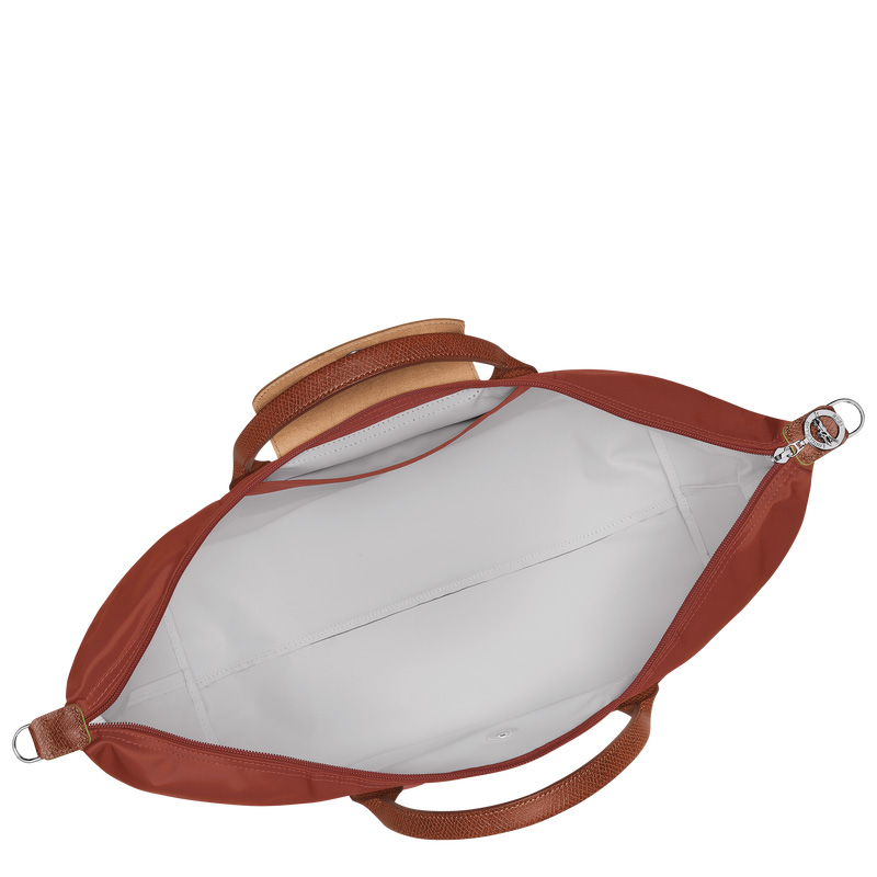 Longchamp |Le Pliage Grüne Reisetasche, erweiterbar, Kastanie – Recyceltes Canvas |Kastanie