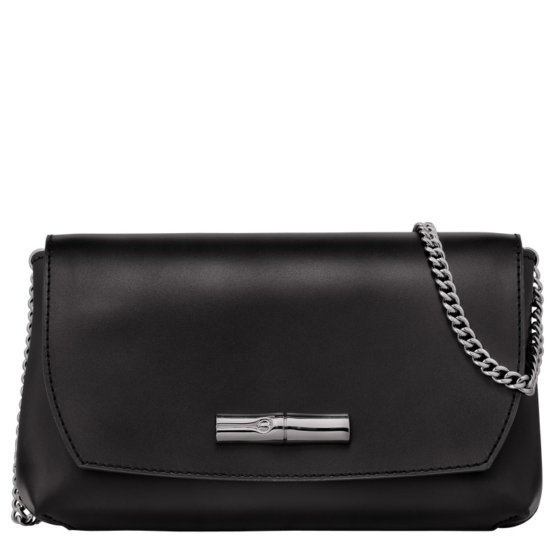 Longchamp |Le Roseau Clutch Schwarz – Leder |Schwarz