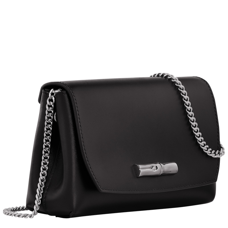 Longchamp |Le Roseau Clutch Schwarz – Leder |Schwarz
