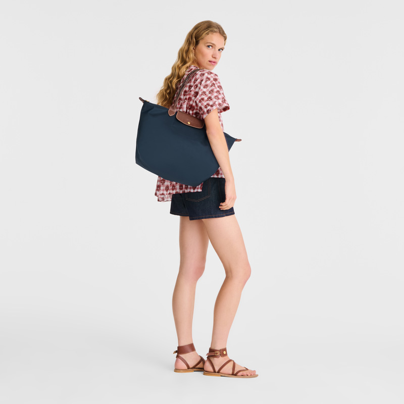 Longchamp |Le Pliage Original L Tote Bag, Marineblau – Recyceltes Canvas |Marineblau