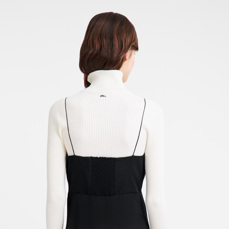 Longchamp |Langes Kleid, Schwarz – Fließender Crêpe |Schwarz