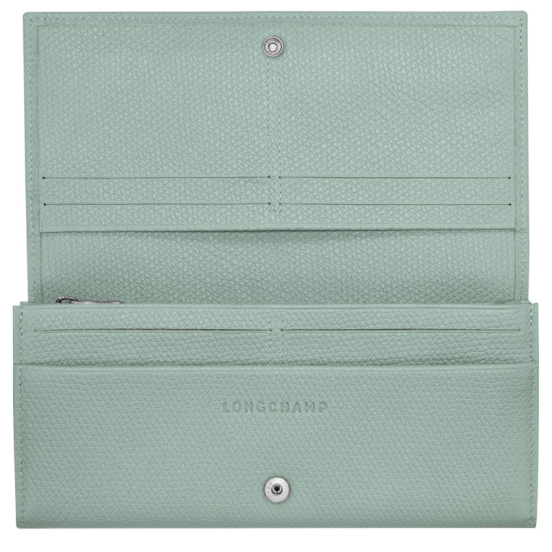 Longchamp |Le Roseau Klappgeldbörse, Seladon – Leder |Seladon