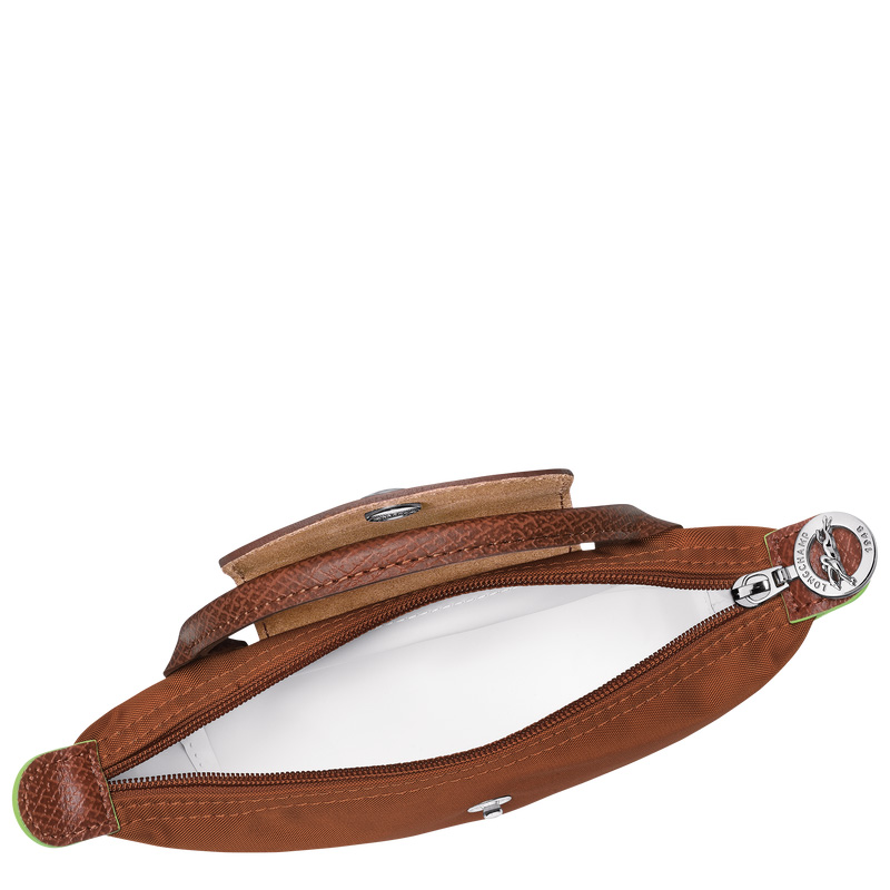 Longchamp |Le Pliage Grüne Tasche mit Henkel, Cognac – Recyceltes Canvas |Cognac